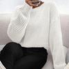 Autumn and winter new women's clothing loose short jumper round neck long sleeve knitted sweater