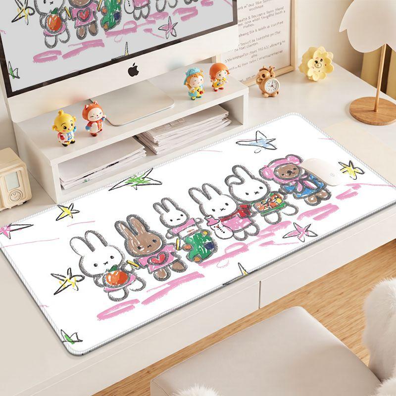New Arrival Miffy Mouse Pad Cute Cartoon Rabbit Desk Mat Aesthetic Kawaii Computer Accessories for Dorm Bedroom Office Decor