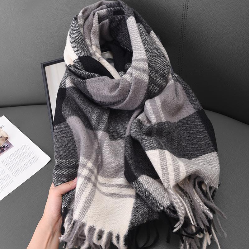 Winter Luxury Classic England Style Women Scarf Fashion Stripe Plaid Scarves Tassel Shawls Pashmina Lady Wrap Hijab