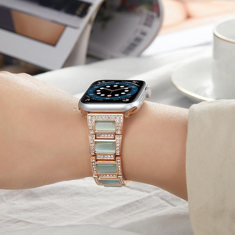 Correa de ópalo adecuadapara Apple WatchPortadura de aleación de metal con  incrustaciones de diamante Apple Watch 7 6 Banda de reloj pequeña para mujer  comprar a buen precio — entrega gratuita, reseñas