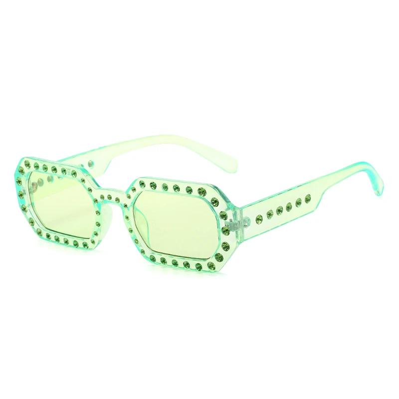 SHAUNA Fashion Polygon Square Candy Color Damen Luxus Kristall Sonnenbrille Retro Blau Grün Shades UV400 Trendy Herren Sonnenbrille