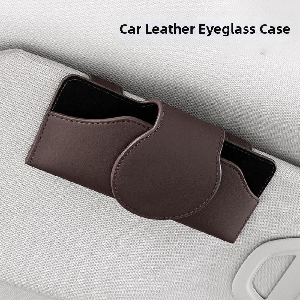Eyeglass Case Car Sunglasses Holder PU Leather Sun Visor Storage Box Car Glasses Case  Automobile