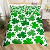 St. Patrick's Day Duvet Cover Queen Cartoon Green Clover Leaves Quilt Cover Holiday Spring Lucky Theme Bedding Set for Dorm Room