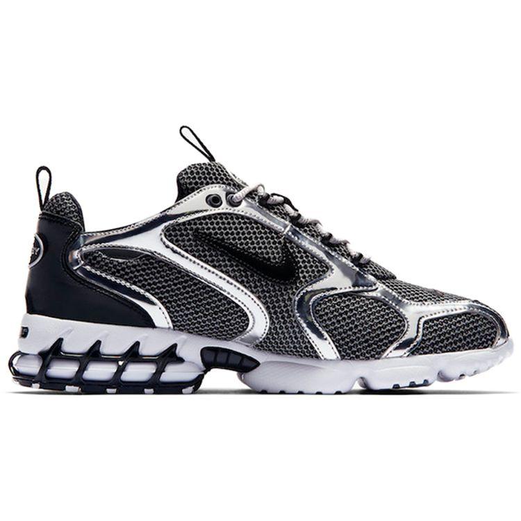 Stussy X Nike Air Zoom Spiridon Caged 2 Pure Platinum Unisex Sneakers Black White CU1854-001