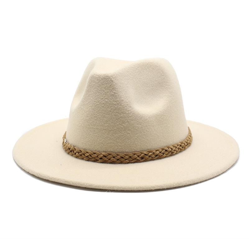 Woolen Jazz Hat Retro Classic Flat Hat Big Eaves Hat Top Hat Felt Hat