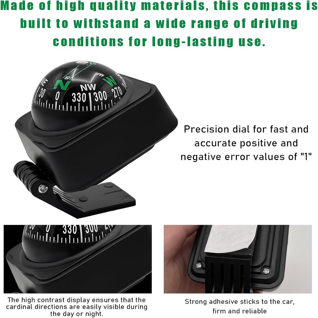 1 piece waterproof car and ship compass with bracket base - black ABS car navigation | mounting compass waterproof compass, marine compass waterproof