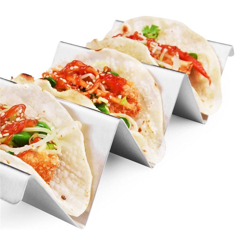 J1UL1N Taco Holders 4-Pack Stainless Steel Stand Rack Tray Style For Baking, Oven Safe, Dishwasher And Grill Compatible