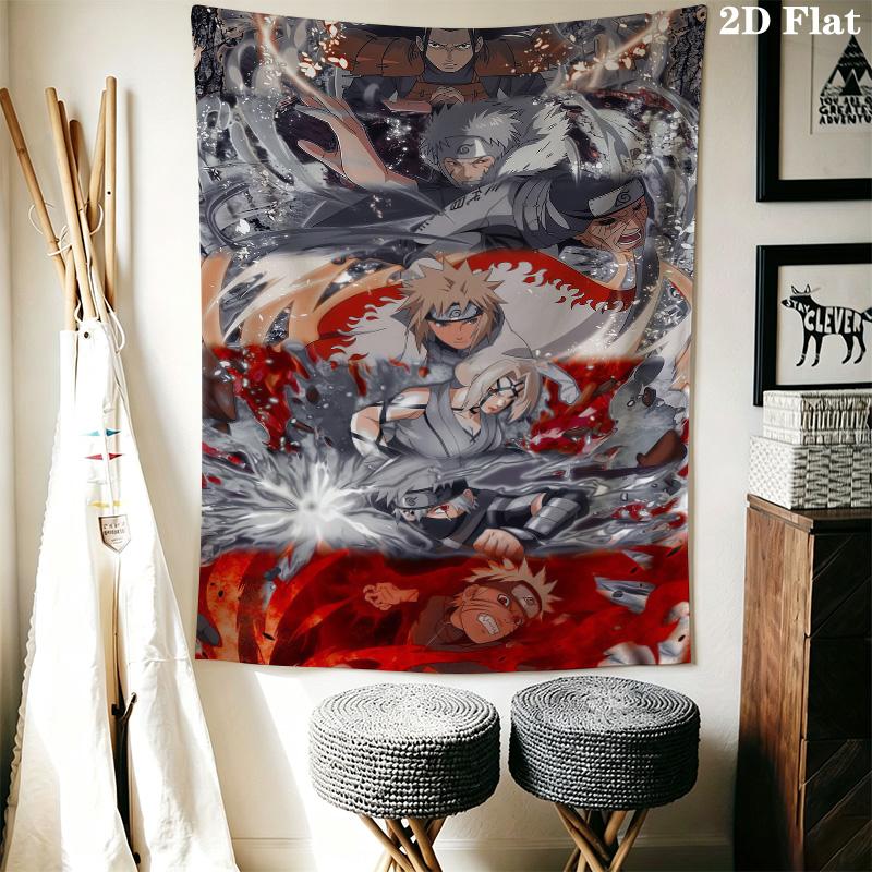 Naruto Team Battle Wall Tapestry Aesthetic Wall Hanging Printed Fabric Blanket Decorative Tapestries For Bedroom Living Room Home Decor