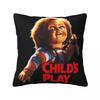Chucky Wir sehen uns in der Hölle Quadratische Kissenhülle Kissenbezug Polyester Kissen Reißverschluss Dekoratives Komfort-Kissen für Zuhause Auto