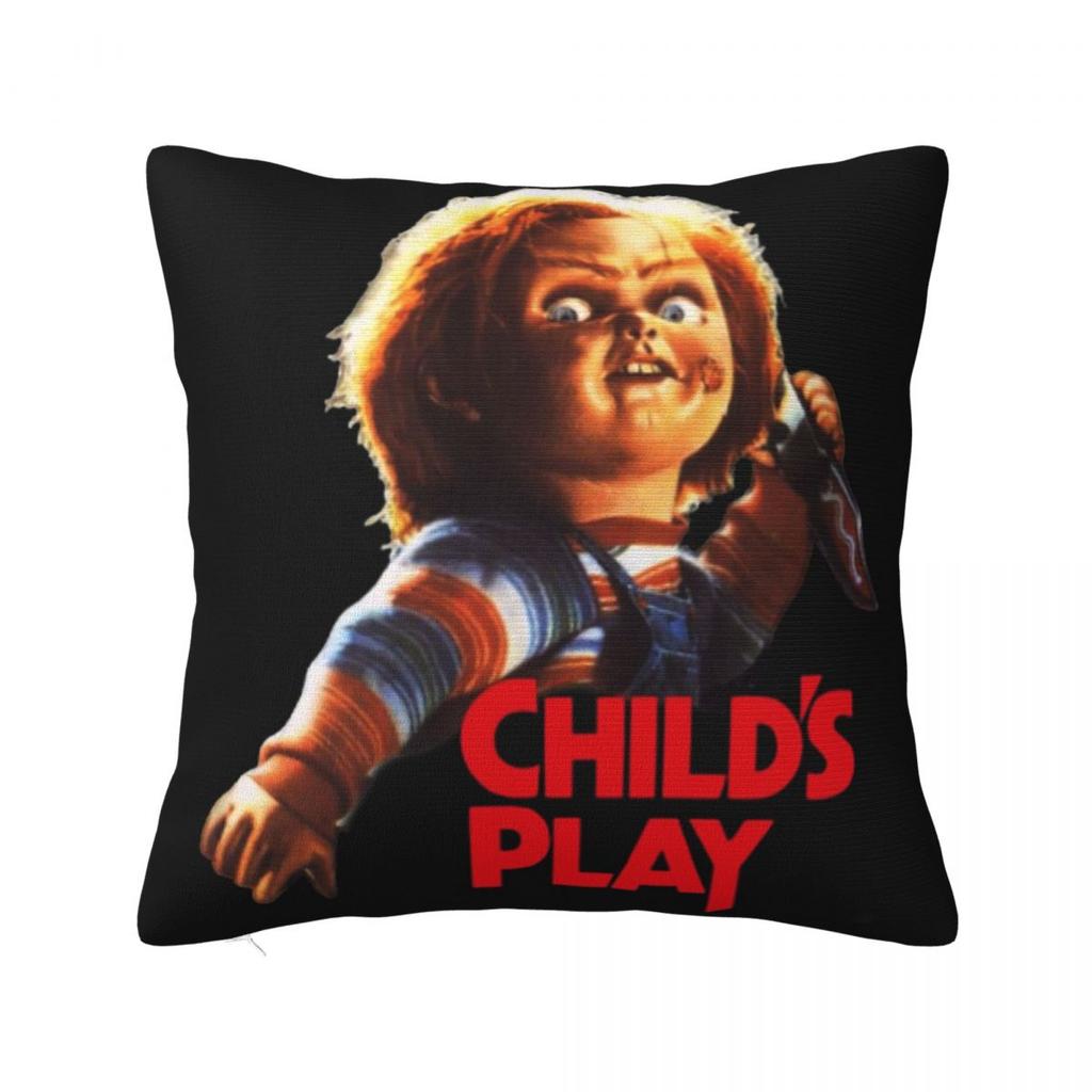 Chucky Wir sehen uns in der Hölle Quadratische Kissenhülle Kissenbezug Polyester Kissen Reißverschluss Dekoratives Komfort-Kissen für Zuhause Auto