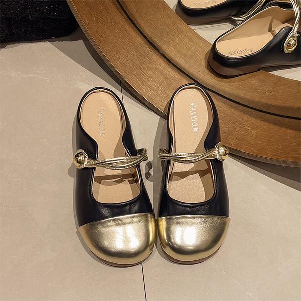 Fashion Female Shoes Slippers Flat Mules For Women 2025 Shallow Slides Cover Toe New Mary Janes Bling Mules For Women 2025 Female Shoes