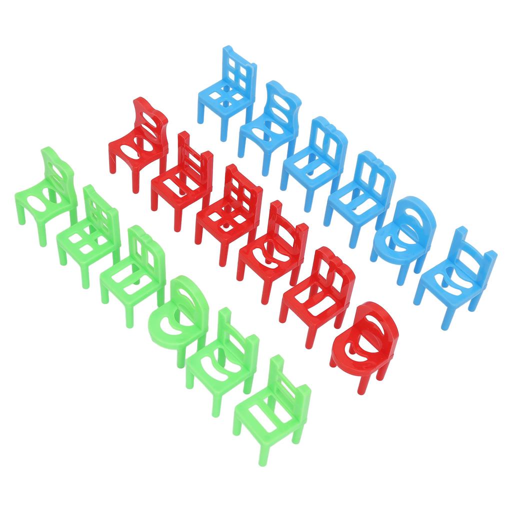 18 Plastic Chairs 4 Glass Cups Set Tumbling Drinking Game for Party Travel Promotions