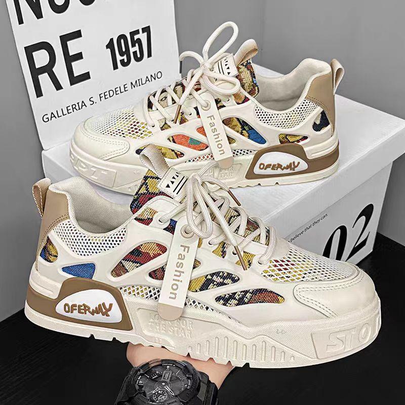 Mode Mode Mesh Vulkanisierte Schuhe Herren Flache Freizeit Schnürschuhe Sneaker Koreanisch Atmungsaktiv Walking Sneaker Männlich Streetstyle