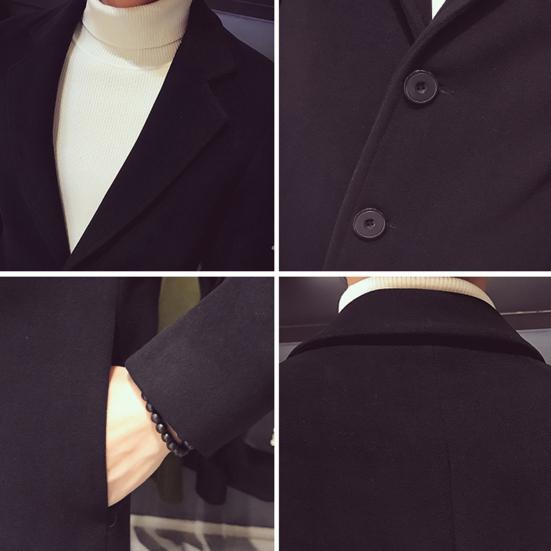 Men Suit Coat Lapel Long Sleeve Solid Color Mid-length Suit Jacket Slim Fit