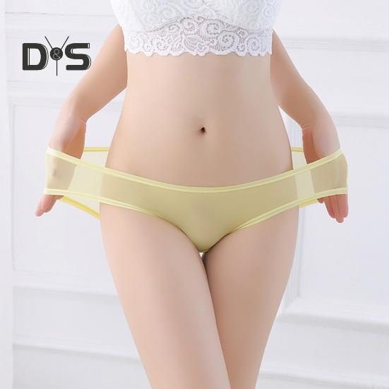 Sexy Transparent Mesh Briefs See Through Solid Color Ultra Thin Low Rise Panties Breathable Girls Underpants Daily Wear