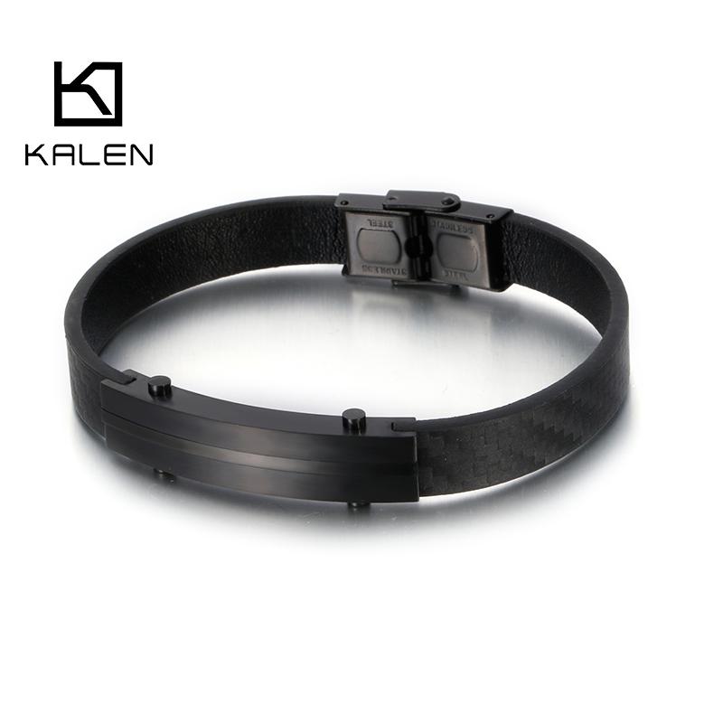 22cm Fashion Genuine Leather Bracelet Men Stainless Steel Office Wrap Bracelet Jewelry Accessories