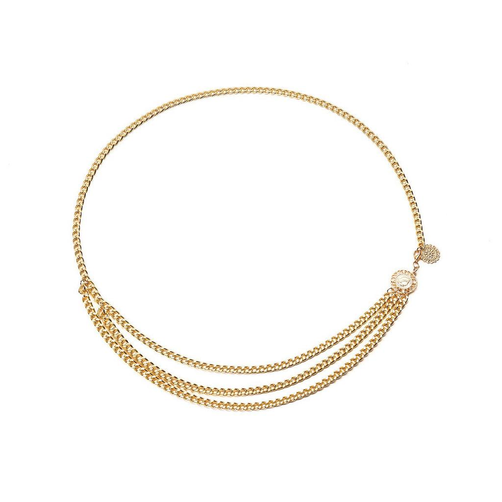 Retro Sun Moon Waist Chain Women's Versatile Gold Belt Body Chain Accessories Women's Fold Wear