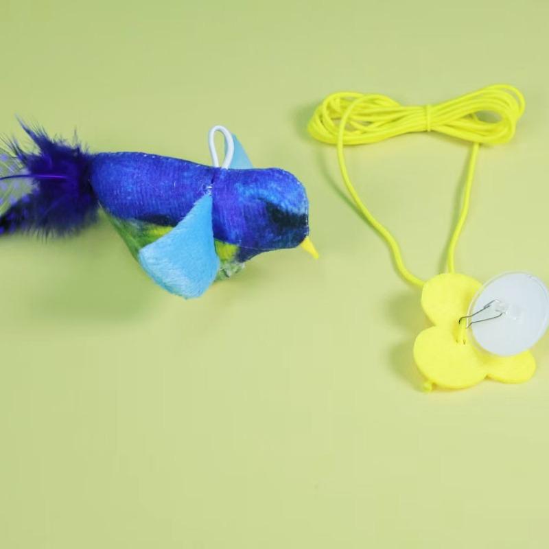 Hanging Feather Chirping Bird, Biting Resistant Cat Toy, Self-entertainment and Boredom, Cat Teasing Stick for Pets