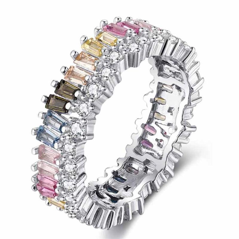 Japan And South Korea Simple Candy Rainbow Color Ring Women'S Sweet Gift Style Light Luxury High Sense Versatile Jewelry