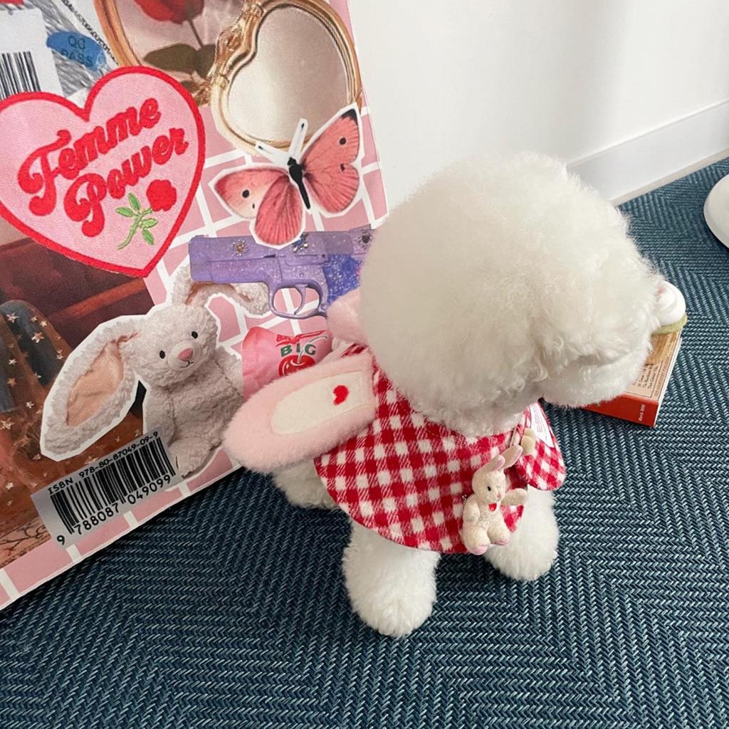 Plush Rabbit Ear Kitten Saliva Towel Lattice Pattern Scarf Adjustable Cat Dog Bandana Puppy Collar Pet Winter Cloak