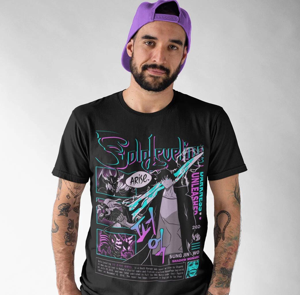 MENS WOMENS Solo Leveling T-Shirt Sung Jinwoo Liu Zhigang Anime Jonas Reiji shirt All Size 4XL