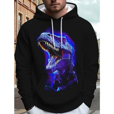 [Men's Casual Hoodie] Men's Casual Hoodie | 3D Digital Print Dinosaur Pattern | Simple Fashion