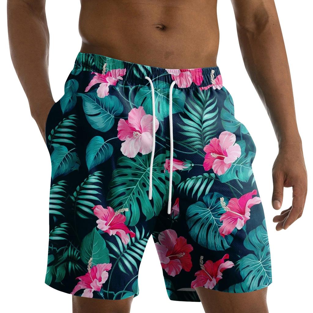 Men's Fashion Printed Strapped Hawaiian Beach Fit Sport Casual Shorts Pants