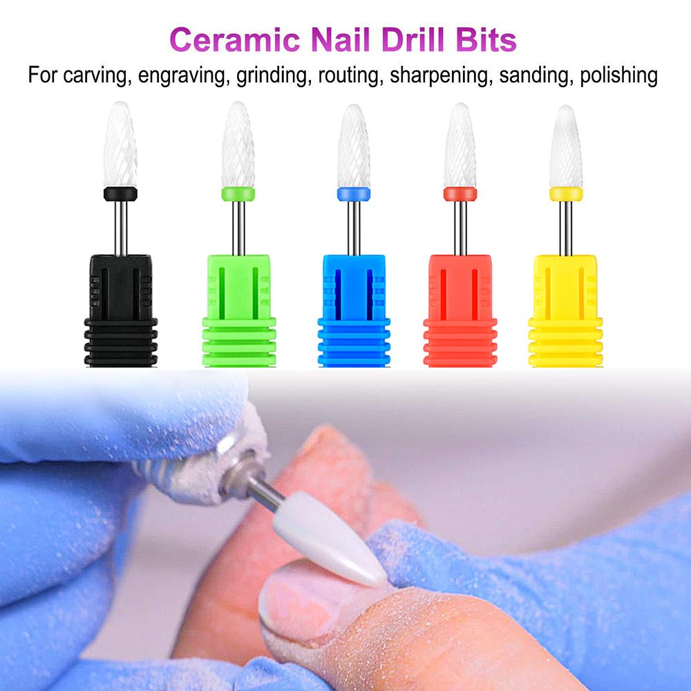 Ceramic Carbide Nail Drill Bits Rotate Electric Ceramic Milling Cutter For Manicure Pedicure Tools
