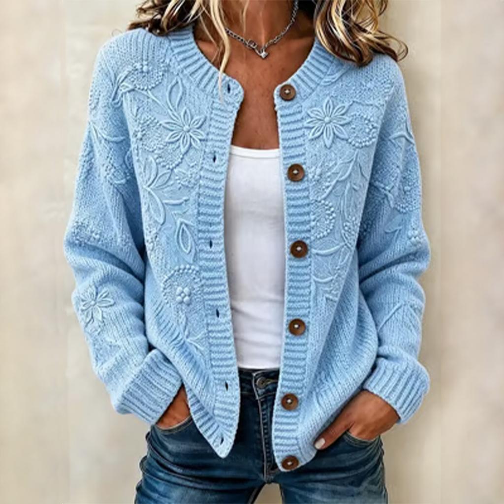 Women's Striped Print Long Sleeve Knit Cardigan Button Front Casual Sweater