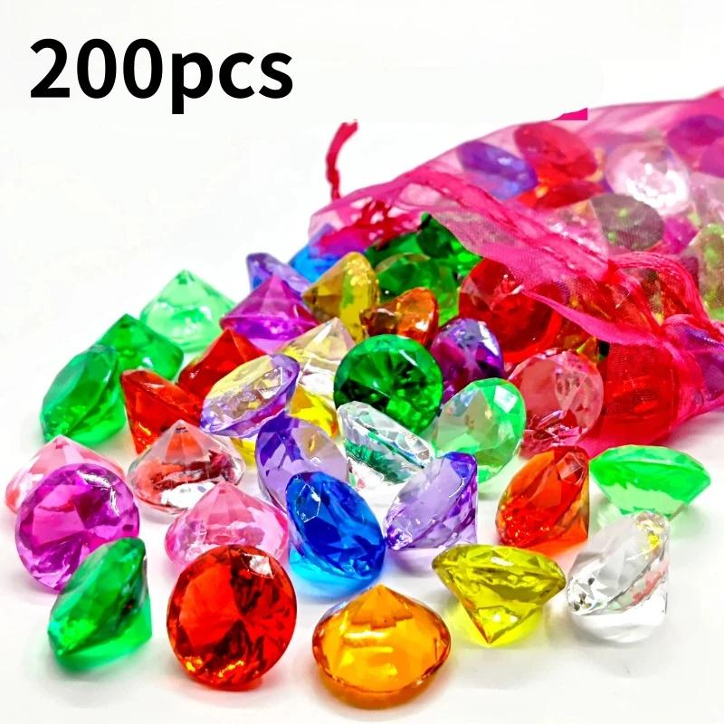 100-200Pcs Acrylic Fake Diamonds-DIY Jewelry Making Accessories Home Decor & Children's Treasure Gem | Crystal-Like Diamond Bits