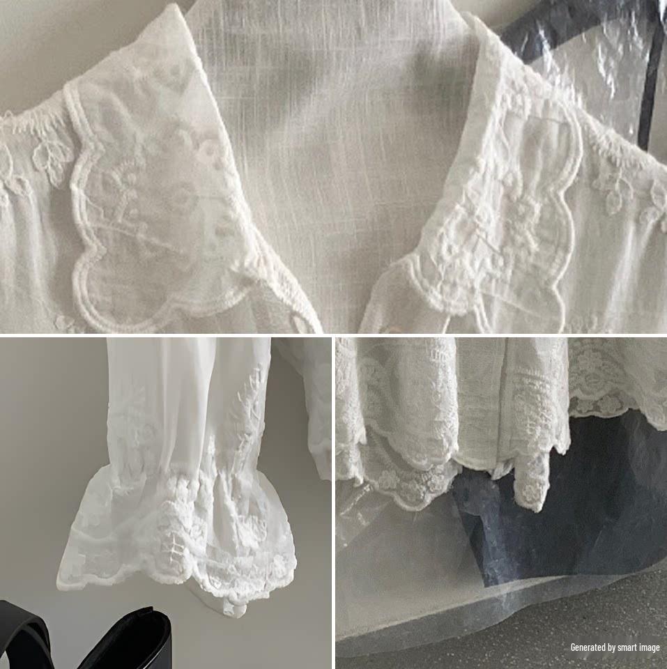 Women's Lemon Green Tea Lace Embroidery Jacquard Shirt - 3D Retro Sun Protection Cardigan for Spring 2026.