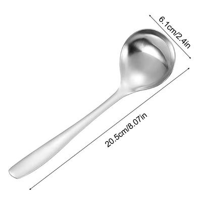 1Pc 304 Stainless Steel Deep Thickened Spoon Long Handle Household Drinking Spoon Big Head Round Spoon Congee Spoon