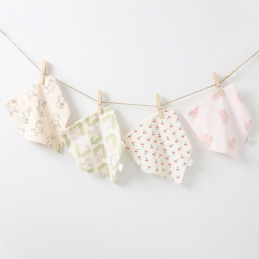 

5pcs Cartoon Print Bib Saliva Towel Cotton Drool Towel 2023 Burp Cloths Baby