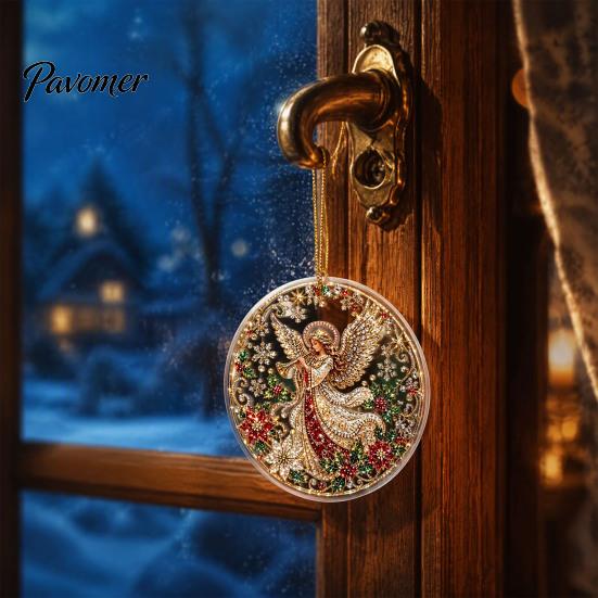 Office Holiday Decorations Christmas Acrylic Hanging Ornament, 2D Flat Double Side Printed Ornaments Santa Snowman Pendant for Tree Window,