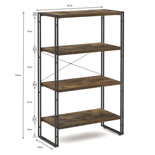 Interior Republic Open Shelf, Stylish Bookshelf/Storage Rack (Walnut, 4 Tiers/82cm Wide X 40cm Deep)