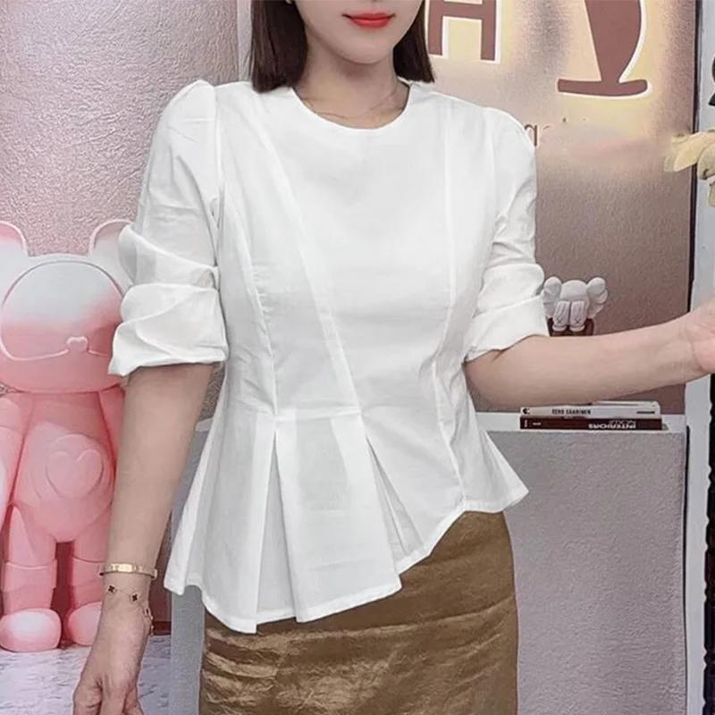 

ZANZEA Women Casual Round Neck Summer 3/4 Sleeve Irregular Hem Blouse XL