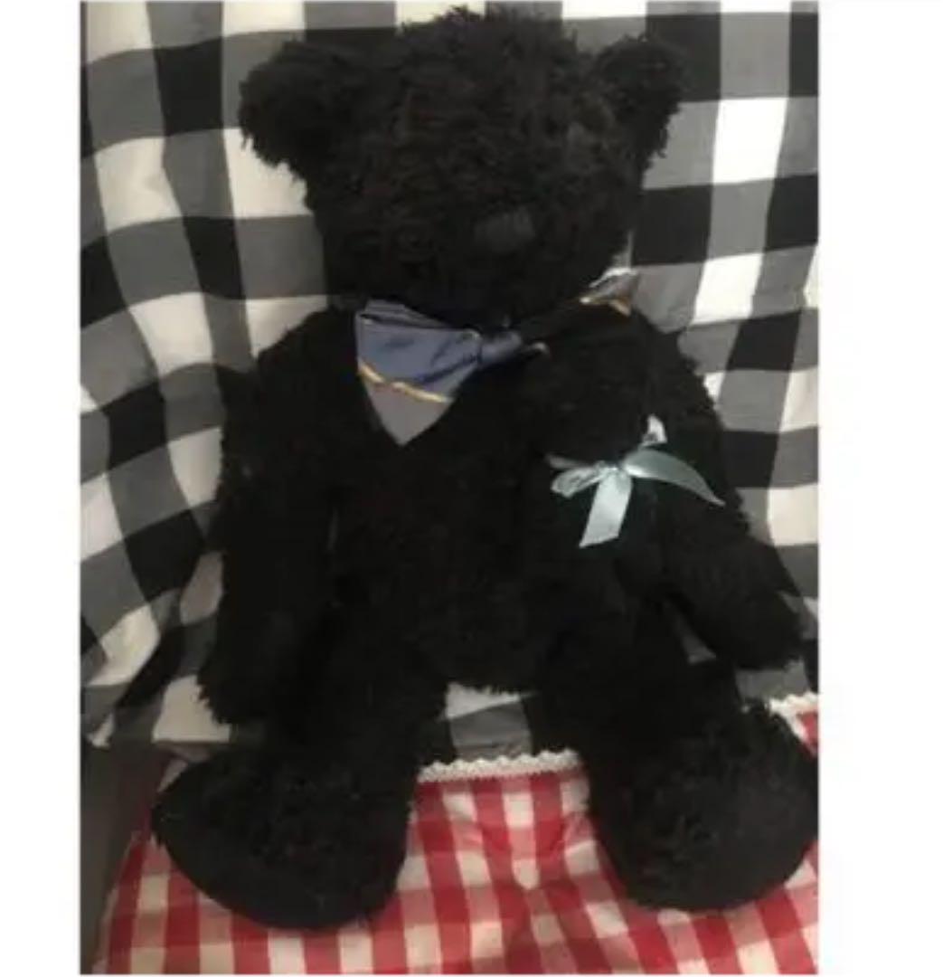 

[USED] Kaneko Isao Wonderful World Hand-sewn Teddy Bear with Silk Tie Black