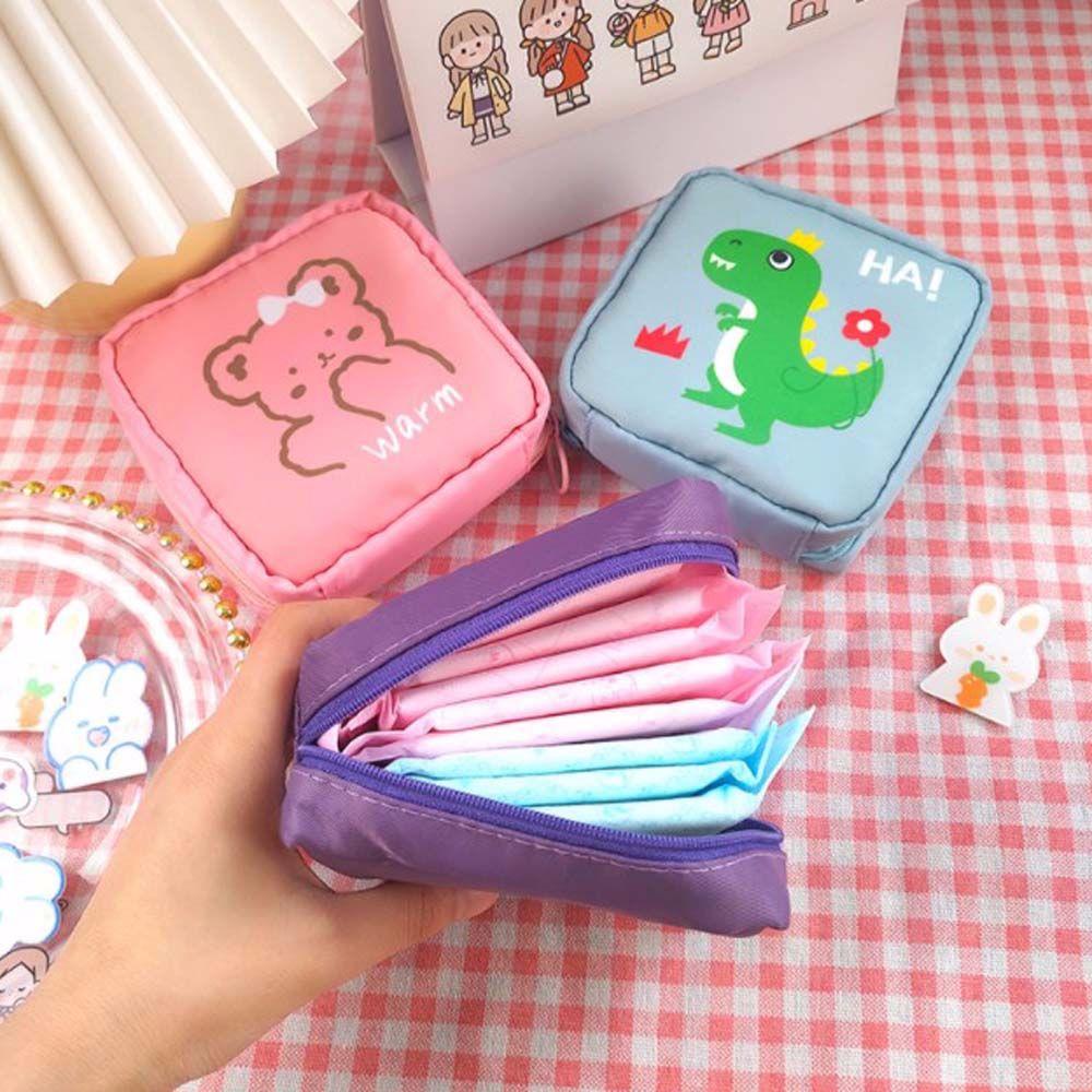 Cute Cartoon Pattern Bunny Bear Rabbits Cosmetic Bag Lipstick Pouch Sanitary Napkin Bag Coin Purse