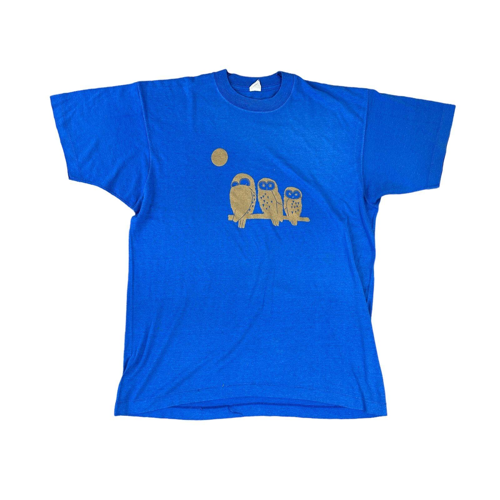 

Vintage Screen Stars 80s T-Shirt Mens Womens Tees Top Single Stitch Graphic Print Blue Mens L