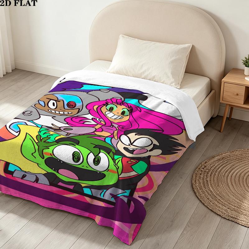 Teen Titans Print Flannel Blanket, High quality Comfortable for All Seasons, Home Decor, Warmth and Comfort, Perfect for Christmas Gifts