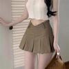 Women's Summer Sweet-Spicy V-Waist Crop Top Mini Skirt Slimming Skirt-Trousers Anti-Exposure A-Line Casual All-match Versatile Pleated Skirt