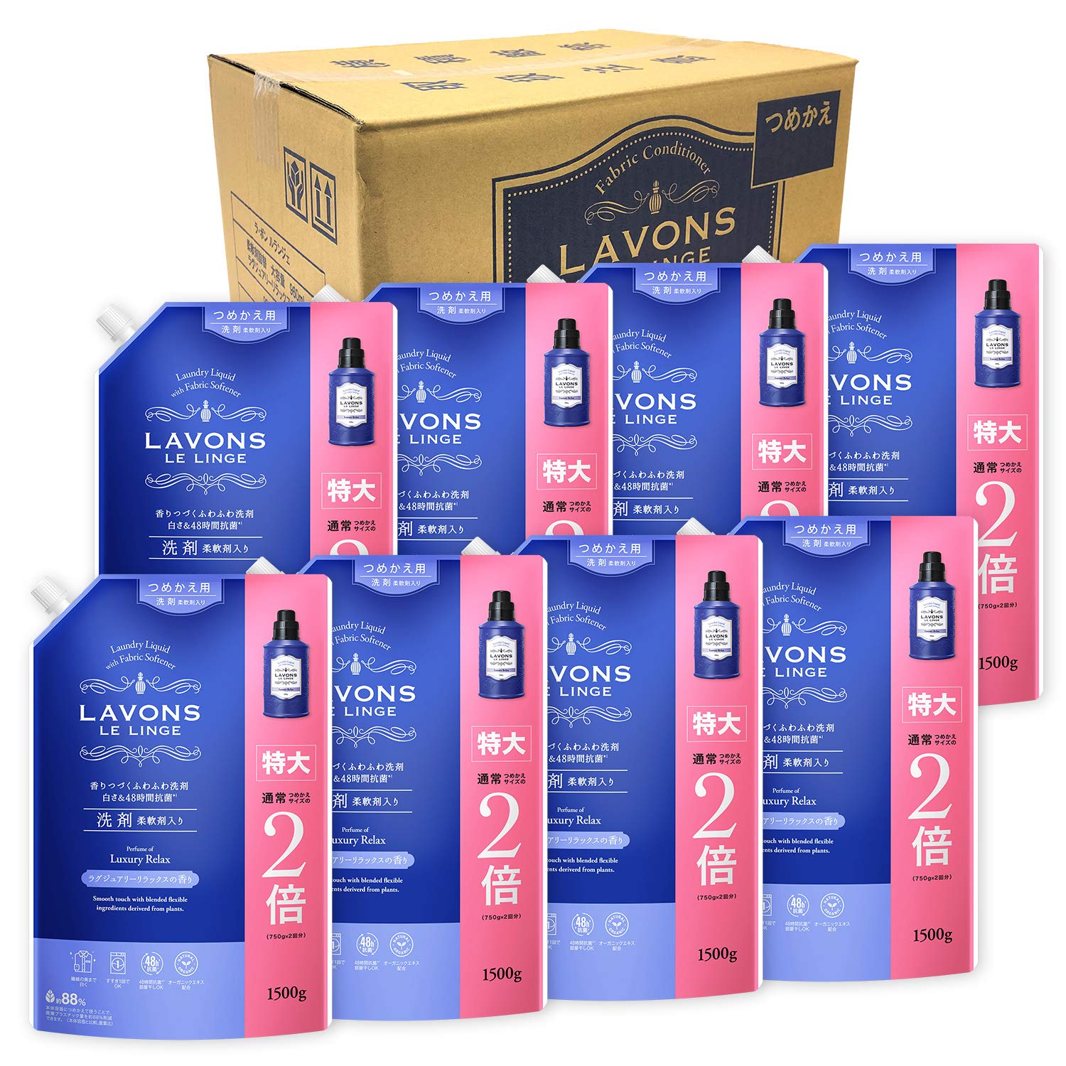 

в Lavon Стиральный порошок с кондиционером для белья Luxury Relax Refill Extra Large 1500 г x 8 шт. [Проданный ящик] [Amber Woody]