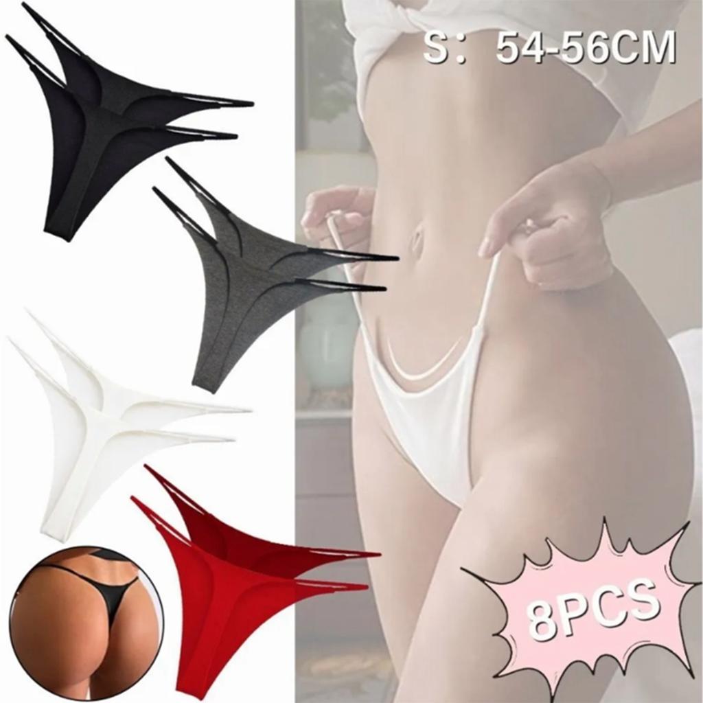 8 PZ Perizoma Bikini Sottile Intimo da Donna in Cotone Morbido e Seta Lattiginosa Taglio Alto per Luna di Miele Colore