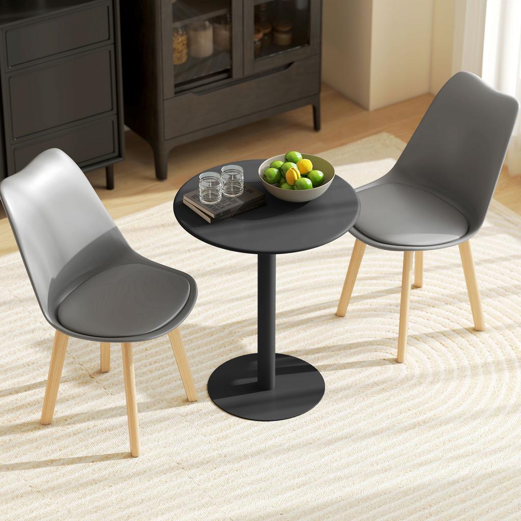 Dining Table, Round Kitchen Table with Steel Base for Living Room, Dining Room, 60 x 60 x 72cm, Black