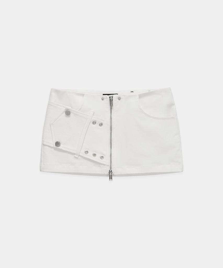 Etosome Front Zipper Belt Detail Mini Skirt (White)