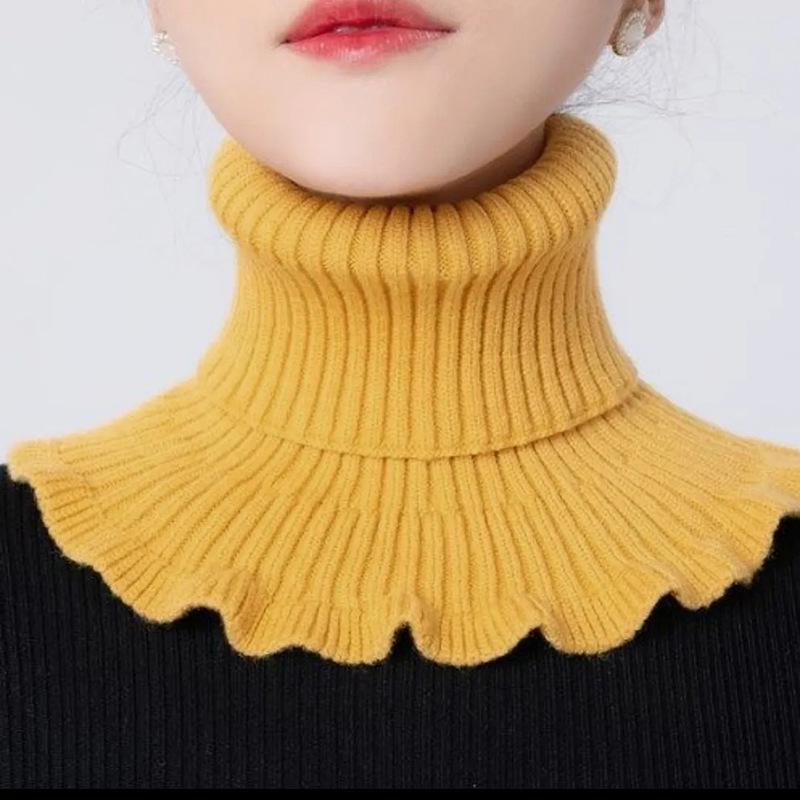 

Korean Solid Knit Scarf Women Autumn Winter Cross Bow Versatile Decorative Wool Fake Collar Neck Warmer жовтий