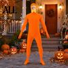 Lustiges Familienkostüm Gesicht Offen Halloween Kostüm, Unisex Ganzkörper Oranger Body mit Bart Langlebiger Cosplay Anzug Augenbrauen für Männer Frauen, Erwachsener
