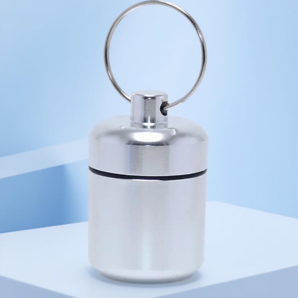 Waterproof Aluminum Pill Case Metal Container Keychain Travel Outdoor Emergency First Aid Kit Safety