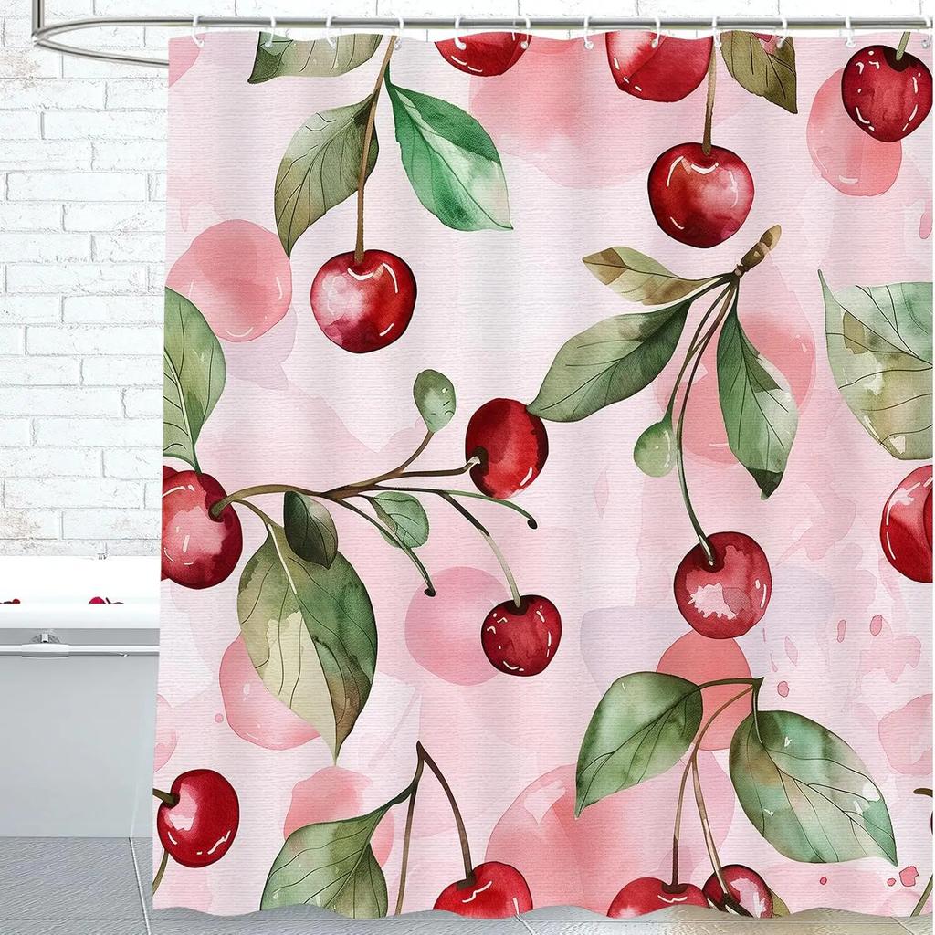 Třešňový sprchový závěs do koupelny Třešňové ovoce Sprchové závěsy Domácí koupelna Vany Olejomalba Třešňová dekorace Polyester