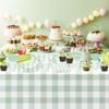 Sage Green Gingham Party Tablecloth Decorations, 3 Pack Green Checkered Disposable Plaid Party Supplies Tablecover, for Birthday Baby Shower Bridal
